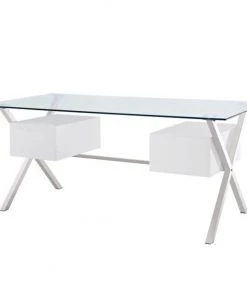 HausOfRex Living Melanie II Glass Ceiling Double Drawer Desk