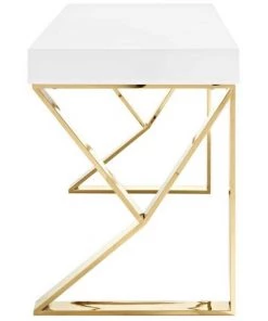 HausOfRex Manolo Desk In White Gloss & Gold