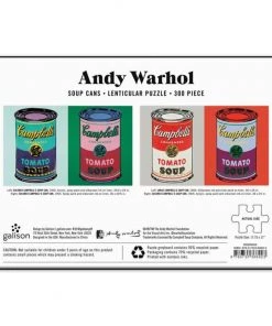 HausOfRex Andy Warhol Lenticular Jigsaw Puzzle: Soup Cans, 300 Pcs. Looking Playing Loving
