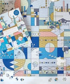 HausOfRex Frank Lloyd Wright Gold Foil Puzzle: City By The Sea, 1000 Pcs.