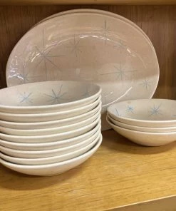 HausOfRex Royal China Underglaze Celeste Atomic Blue Star Dinnerware Dining