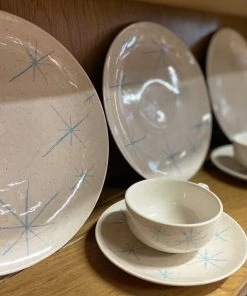 HausOfRex Royal China Underglaze Celeste Atomic Blue Star Dinnerware Dining