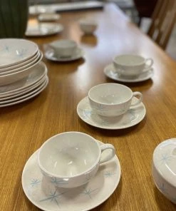 HausOfRex Royal China Underglaze Celeste Atomic Blue Star Dinnerware Dining