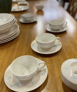 HausOfRex Royal China Underglaze Celeste Atomic Blue Star Dinnerware Dining