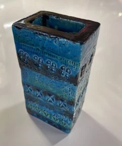 Rosenthal Bitossi Vase By Aldo Londi Rimini Blue Collection C1960s Looking Playing Loving