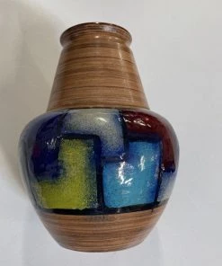 HausOfRex Looking Playing Loving Bitossi, Aldo Londi, Italy, Vetrata Series Ceramic Vase C1960s