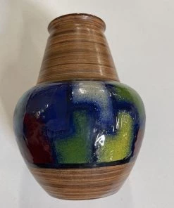 HausOfRex Looking Playing Loving Bitossi, Aldo Londi, Italy, Vetrata Series Ceramic Vase C1960s