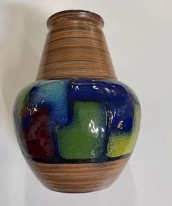 HausOfRex Looking Playing Loving Bitossi, Aldo Londi, Italy, Vetrata Series Ceramic Vase C1960s