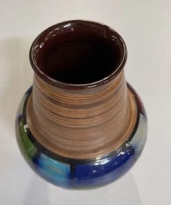 HausOfRex Looking Playing Loving Bitossi, Aldo Londi, Italy, Vetrata Series Ceramic Vase C1960s