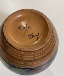 HausOfRex Looking Playing Loving Bitossi, Aldo Londi, Italy, Vetrata Series Ceramic Vase C1960s