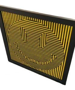 HausOfRex Laser Cut Acrylic Artwork 23? X 23? Black Gloss Acrylic On Yellow Gloss Background. Mounted In Black Frame With Glass. Looking Playing Loving