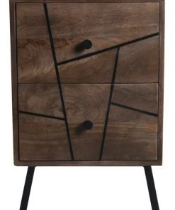 HausOfRex Sleeping Context Nightstand Solid Walnut Mango Wood W/2 Drawers 16" X 18" X 24.5'