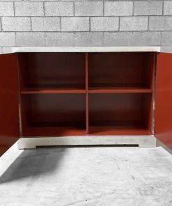 HausOfRex Baker Studded Silverleaf Credenza With Vermilion Interior By Barbara Barry