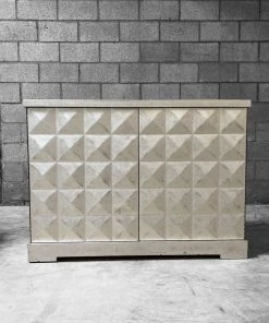 HausOfRex Baker Studded Silverleaf Credenza With Vermilion Interior By Barbara Barry