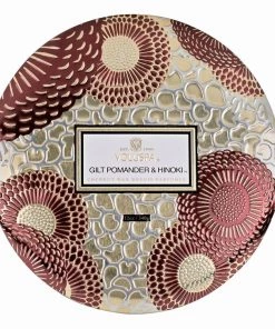 HausOfRex Voluspa Gilt Pomander & Hinoki 3 Wick Candle Tin