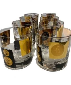 HausOfRex Mid Century Gold Coin Old Fashioned Glasses