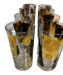 HausOfRex Dining Mid Century Gold Coin Highball Glasses