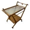 HausOfRex Dining Mid Century Modern Italian Walnut 2 Tier Trolley Bar Cart