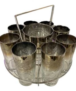 HausOfRex Mid Century Highball Glasses In Chrome Trolley