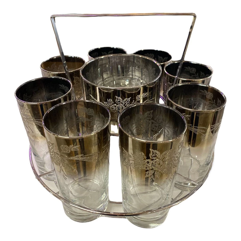 HausOfRex Mid Century Highball Glasses In Chrome Trolley 3 HausOfRex Mid Century Highball Glasses In Chrome Trolley