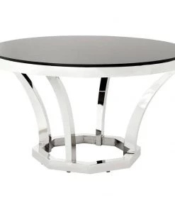 Eichholtz Valentino Modern Classic Black Glass Round Dining Table