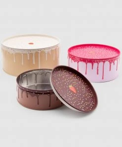 HausOfRex Cake Storage Tin Set Of 3 Looking Playing Loving