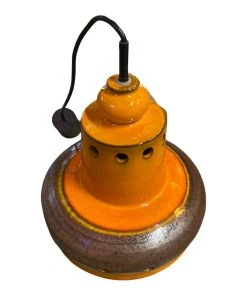 HausOfRex Vintage German Fat Lava Orange, Bown Ceramic Pendant Light 1960's