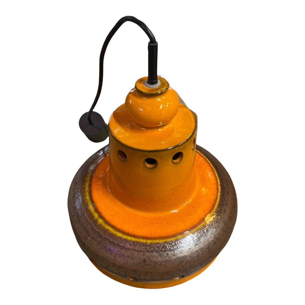 HausOfRex Vintage German Fat Lava Orange, Bown Ceramic Pendant Light 1960's 2 HausOfRex Vintage German Fat Lava Orange, Bown Ceramic Pendant Light 1960's