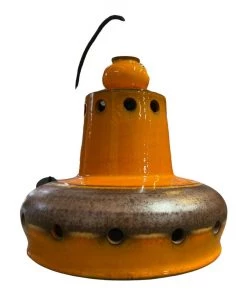 HausOfRex Vintage German Fat Lava Orange, Bown Ceramic Pendant Light 1960's