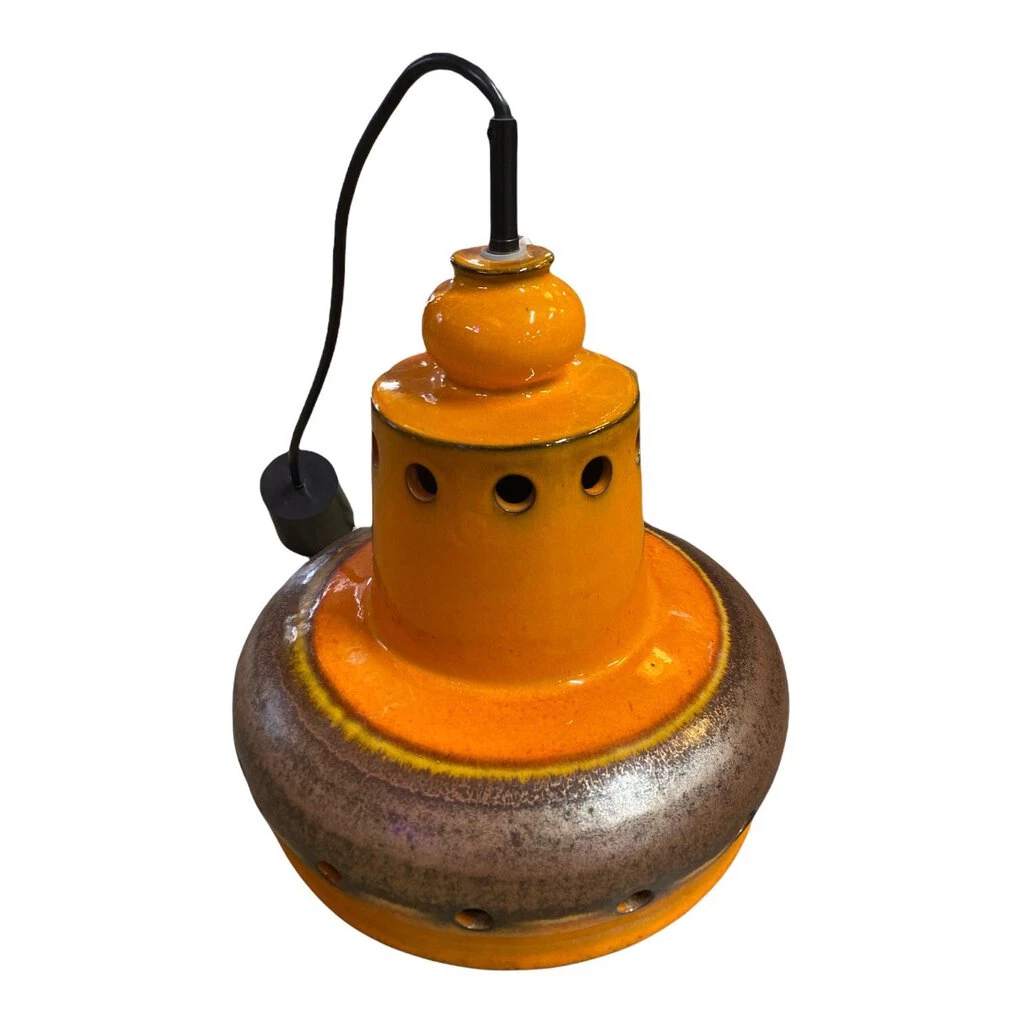 HausOfRex Vintage German Fat Lava Orange, Bown Ceramic Pendant Light 1960's 3 HausOfRex Vintage German Fat Lava Orange, Bown Ceramic Pendant Light 1960's