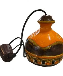 HausOfRex Lighting Vintage German Fat Lava Orange Ceramic Pendant Light 1960's