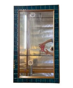HausOfRex Danish Modern Teak Ceramic Tile Mirror, 1960's