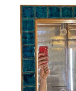 HausOfRex Danish Modern Teak Ceramic Tile Mirror, 1960's