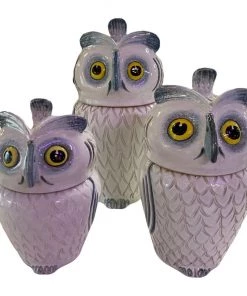 HausOfRex Italian Ceramic Mid Century Owl Canisters (set Of 3)