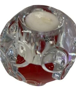 HausOfRex Kosta Boda Orange And Crystal Votives (set Of 2) Looking Playing Loving