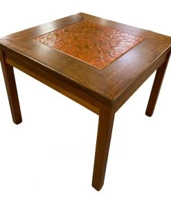 Mid Century Brown Saltman Orange Enamel Side Tab;e Living