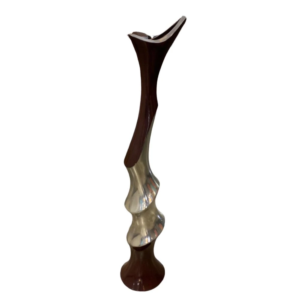 HausOfRex Looking Playing Loving Abstract Tall Chrome & Lacquer Flower Vase 1 HausOfRex Looking Playing Loving Abstract Tall Chrome & Lacquer Flower Vase