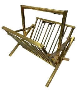 HausOfRex Mid Century Regency Brass Magazine Table Looking Playing Loving