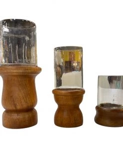 HausOfRex Danish Modern Teak Trio Of Candleholder Looking Playing Loving