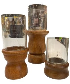 HausOfRex Danish Modern Teak Trio Of Candleholder Looking Playing Loving