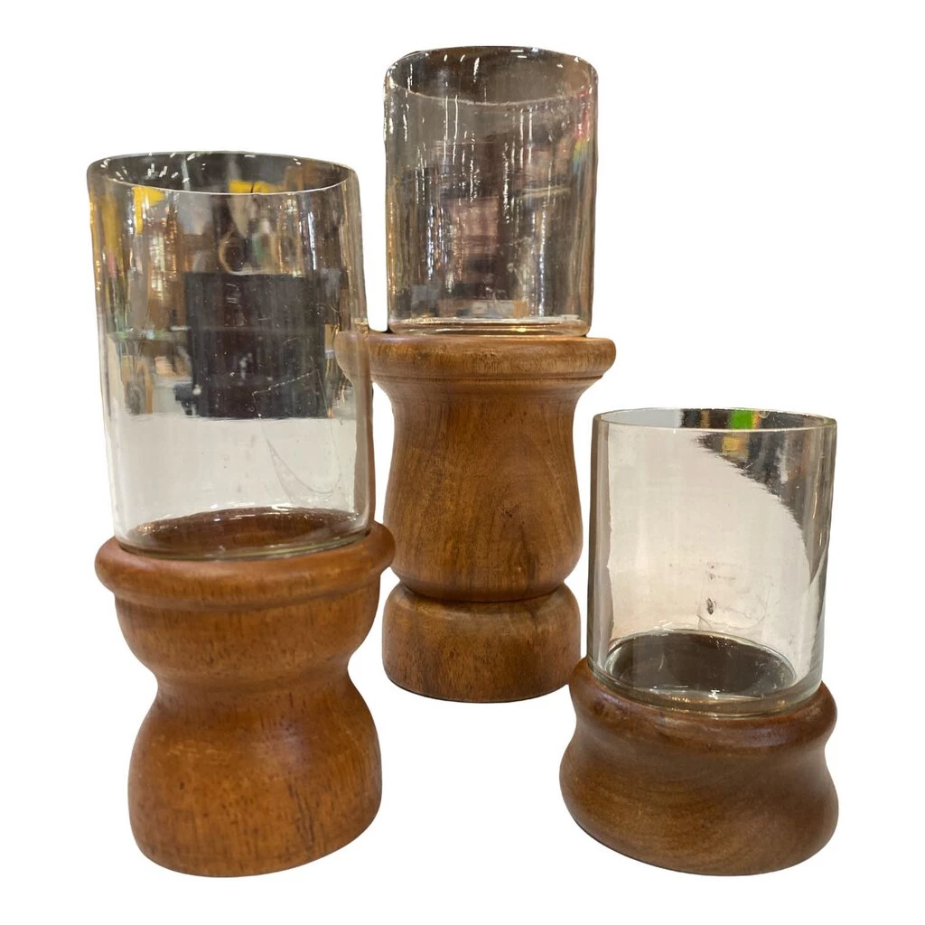HausOfRex Danish Modern Teak Trio Of Candleholder Looking Playing Loving 2 HausOfRex Danish Modern Teak Trio Of Candleholder Looking Playing Loving