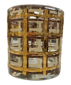 HausOfRex Mid Century Gold And Brown Old Fashioned Glasses Set Of 6 Looking Playing Loving