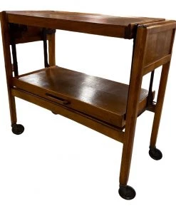HausOfRex Danish Modern Walnut Adjustable Bar Cart Dining