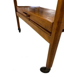 HausOfRex Danish Modern Walnut Adjustable Bar Cart Dining