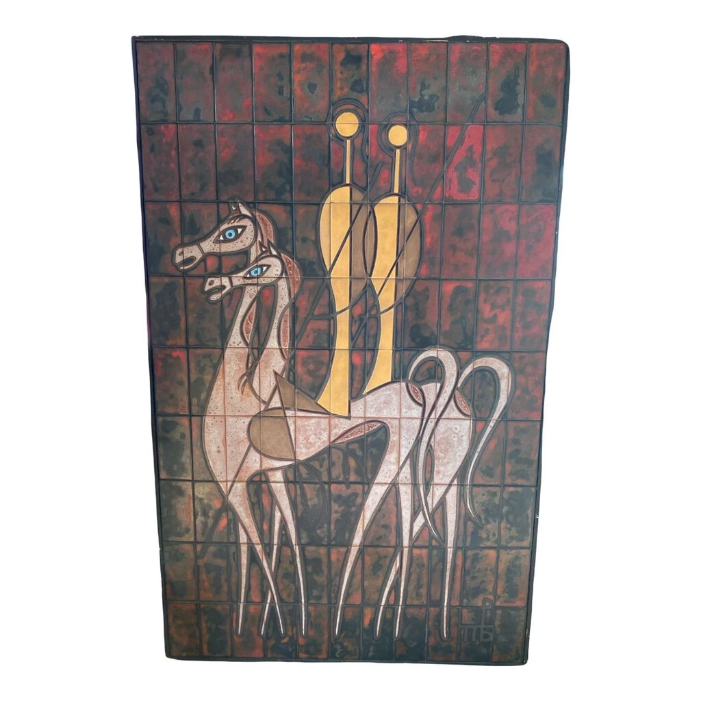 HausOfRex Mid Century Spanish Hors Tile Art Looking Playing Loving 1 HausOfRex Mid Century Spanish Hors Tile Art Looking Playing Loving