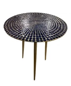 HausOfRex Brass And Blue Enamel Side Table
