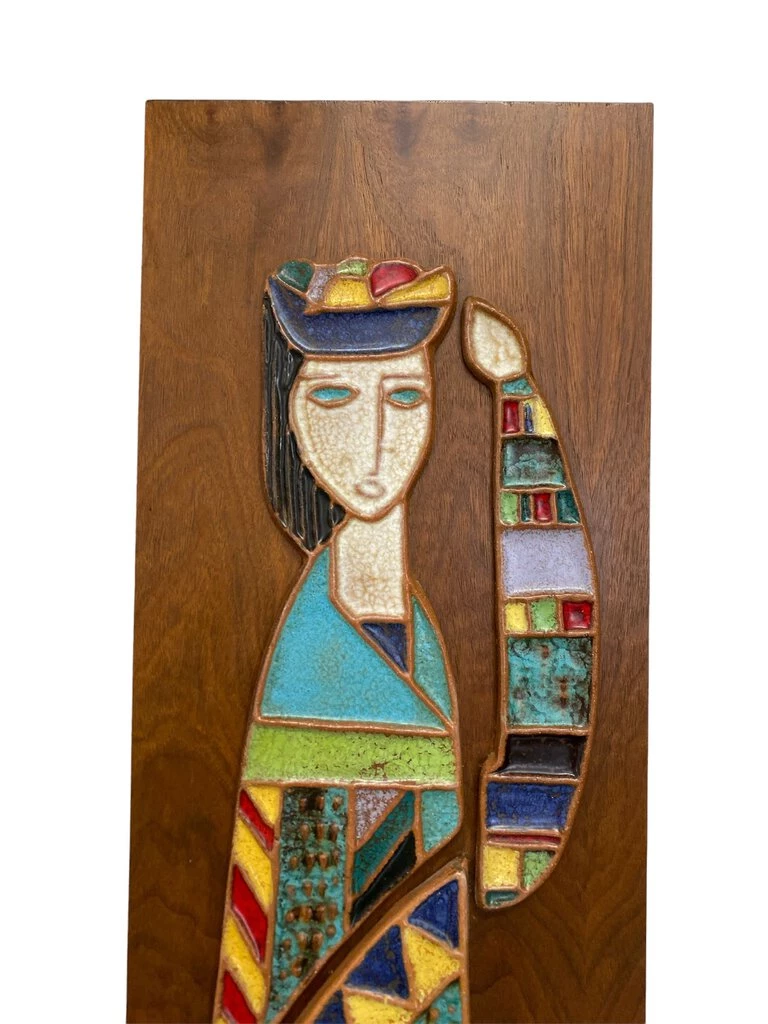 HausOfRex Harris Strong Mid Century Modern Tile Wall Sculpture (pair) On Walnut 2 HausOfRex Harris Strong Mid Century Modern Tile Wall Sculpture (pair) On Walnut