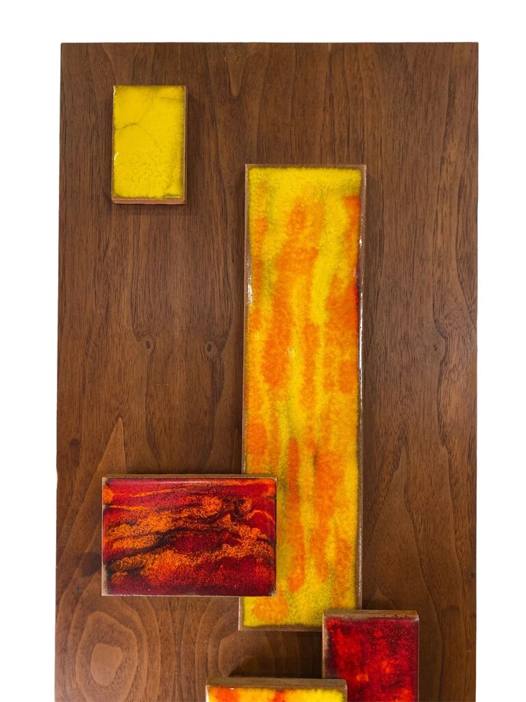 HausOfRex Harris Strong Mid Century Modern Tile Wall Sculpture On Walnut Living 2 HausOfRex Harris Strong Mid Century Modern Tile Wall Sculpture On Walnut Living