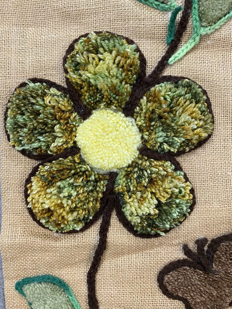 HausOfRex Looking Playing Loving Retro Burlap Wall Hanging Art, Loopy Yarn Flower Embroidered Fabric Banners, Modern Rustic Vintage 2 HausOfRex Looking Playing Loving Retro Burlap Wall Hanging Art, Loopy Yarn Flower Embroidered Fabric Banners, Modern Rustic Vintage