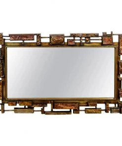 HausOfRex Mid Century Modernist Syroco Brutalist Mirror W/ Shelf Looking Playing Loving